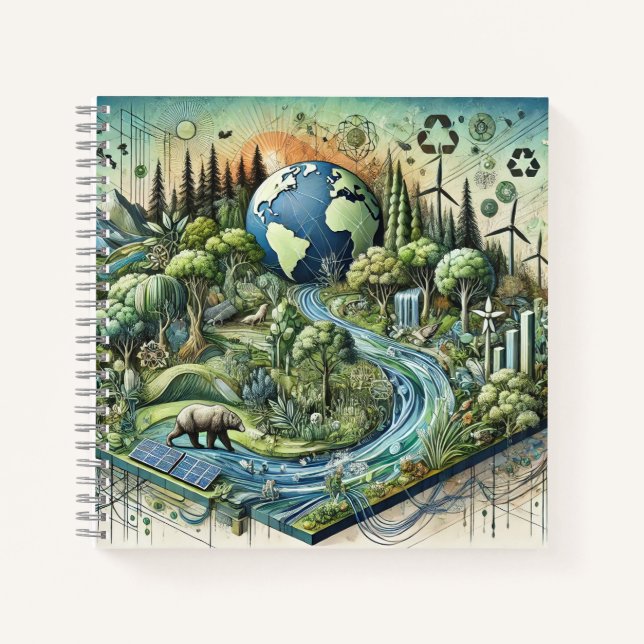  Nature, Technology & Eco Energy Design Notebook (Front)