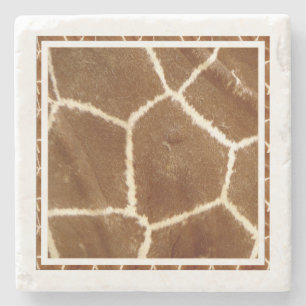 Nature Textured Photo Giraffe Animal Print Pattern Stone Coaster