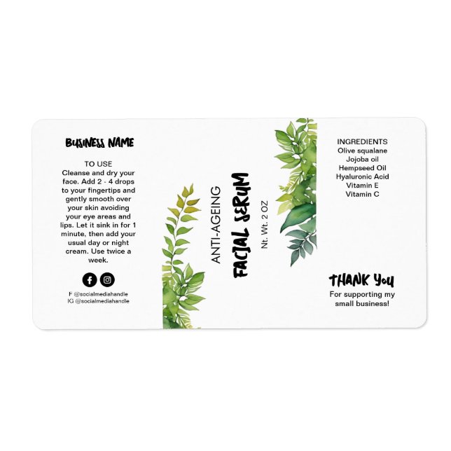 Nature Themed Dropper Bottle Labels (Front)