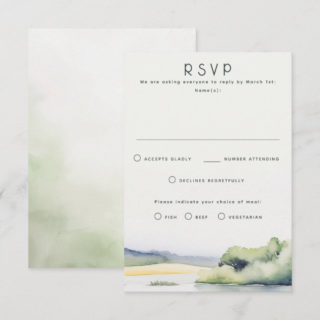 Nature Themed Wedding RSVP Cards (Front/Back)
