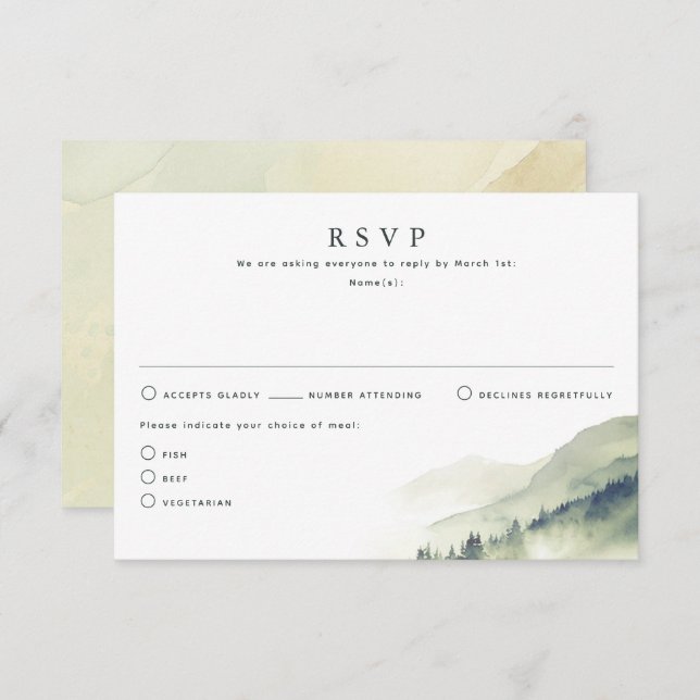 Nature Themed Wedding RSVP Cards (Front/Back)