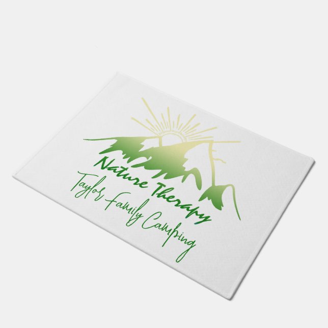 Nature therapy Family camping personalised Doormat (Angled)