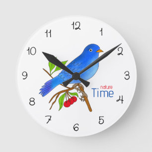 Nature Time – Blue Bird Floral Wall Clock