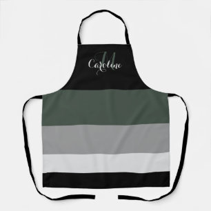 Nature-Toned Black and Sage Apron 