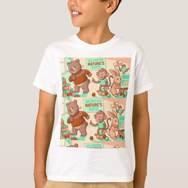 Nature Toys Club – Kids Eco Animal T-Shirt (Front)