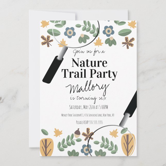 Nature Trail Woods Acorn Birthday Greenery  Invitation (Front)