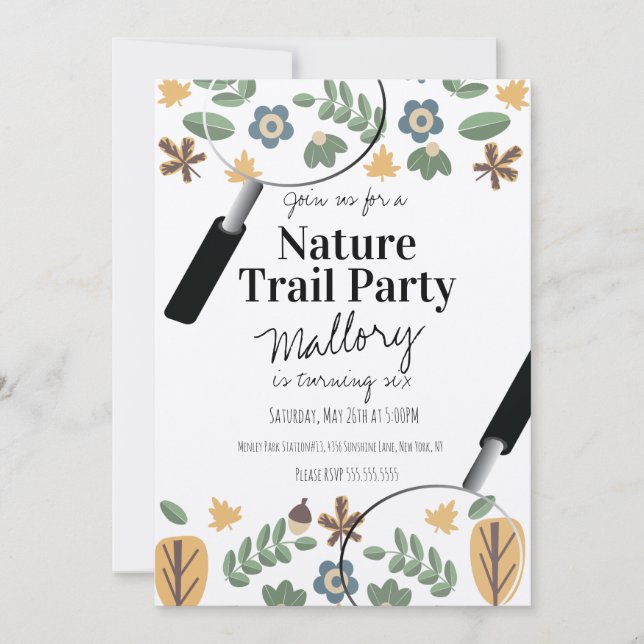 Nature Trail Woods Acorn Birthday Rustic Greenery Invitation (Front)