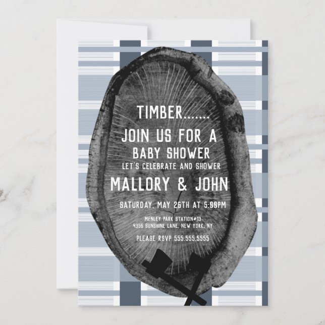 Nature Trail Woods Adventure Lumbarjack Blue Invitation (Front)