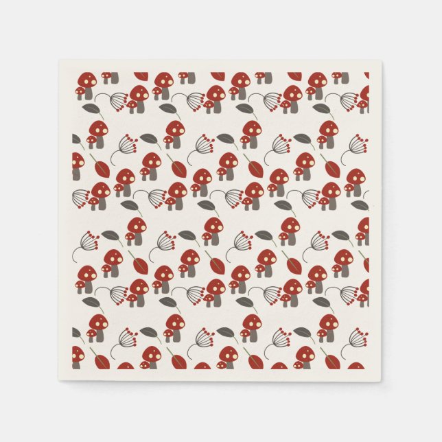 Nature Trail Woods Adventure Mushroom Birthday Napkin (Front)