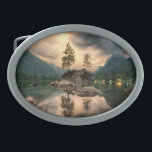 Nature Travels - Water Mountains Landscape Belt Buckle<br><div class="desc">Nature image of mountain landscape with lake during a thunderstorm.  frontiernow.com</div>