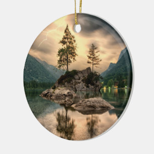Nature Travels - Water Mountains Landscape Ceramic Tree Decoration