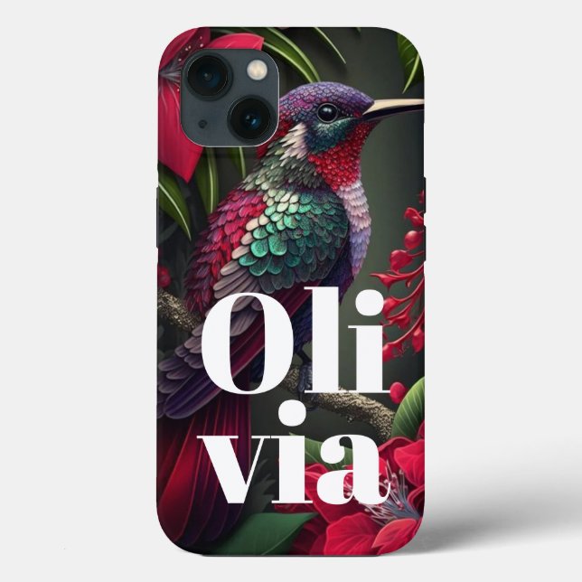 Nature Tropical Personalised bird Name Case-Mate iPhone Case (Back)