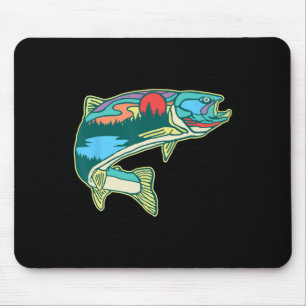Nature Trout Illustration Vintage Fly Fishing Retr Mouse Pad