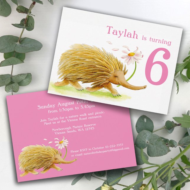Nature walk echidna girls 6th birthday invites (Creator Uploaded)