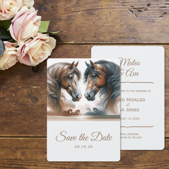 Nature Wedding Brown Save The Date Horses (Creator Uploaded)