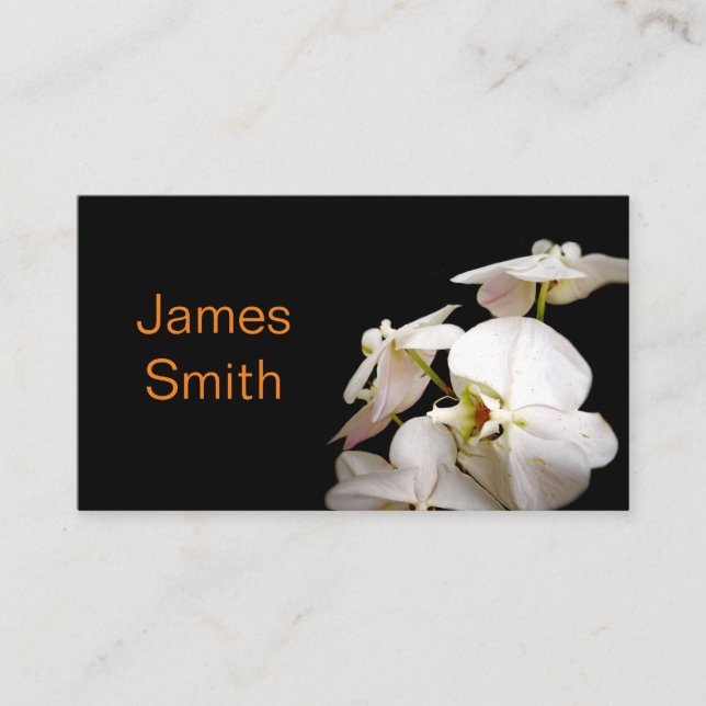 nature white orchids flower photography business card (Front)