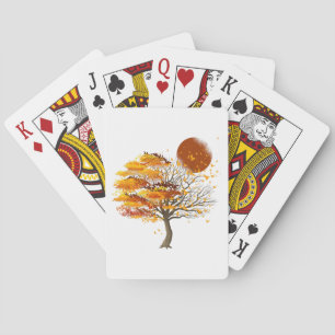 Nature Wildlife Full Moon Tree Flock Of Birds Fore Playing Cards