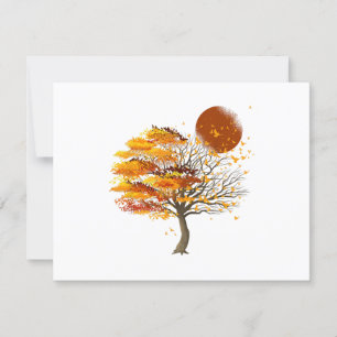 Nature Wildlife Full Moon Tree Flock Of Birds Fore RSVP Card