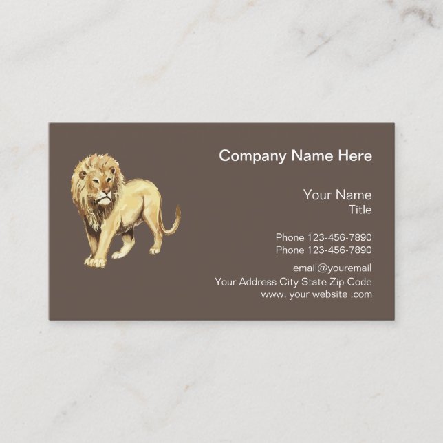 Nature Wildlife Lion Theme Business Card (Front)