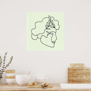 Nature Within – Abstract Botanical Face Line Art Poster