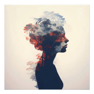 Nature Woman Double Exposure Photo Print