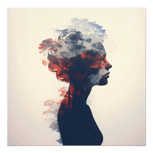 Nature Woman Double Exposure Photo Print (Front)