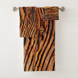 nature wood grain art 4 bath towel set