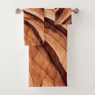 nature wood grain art 6 bath towel set