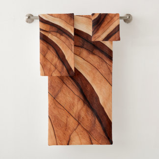 nature wood grain art 6 bath towel set