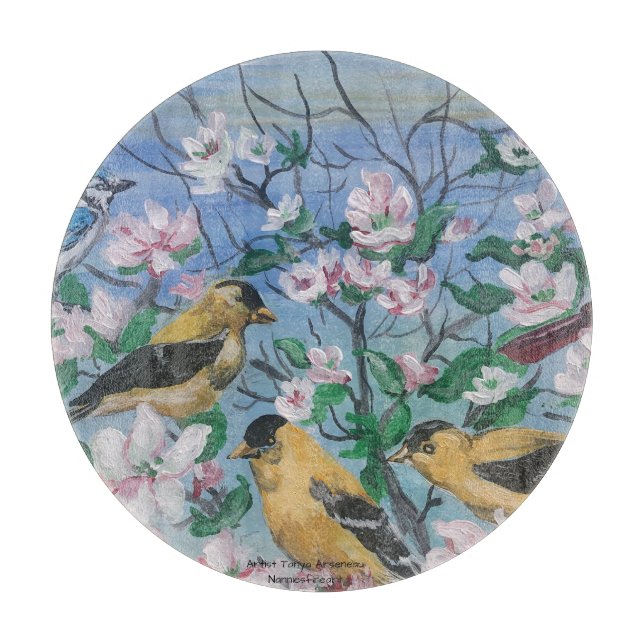 Nature Yellow Birds Cutting Board (Front)