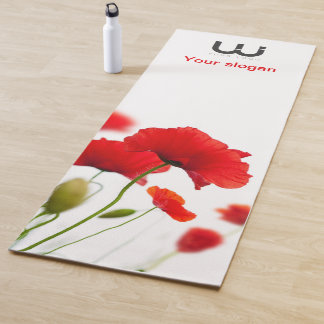 Nature yoga carpet poppy flowers. mat