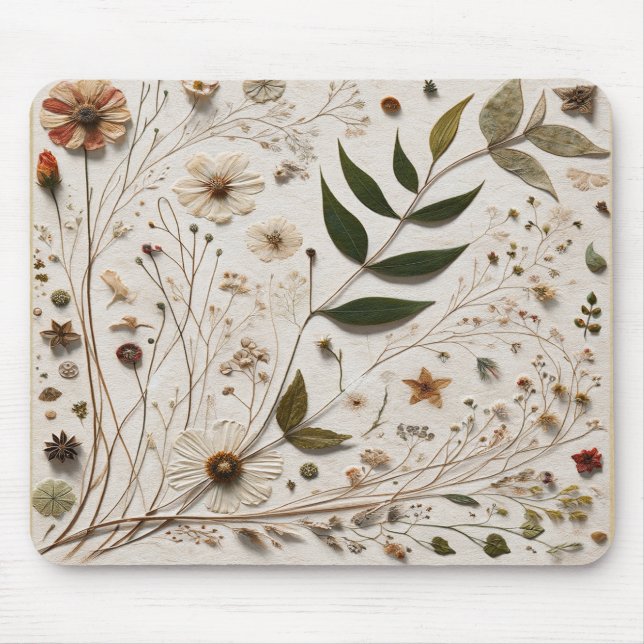 Nature's Beauty Botanical Flowers & Leaves Mouse Pad (Front)
