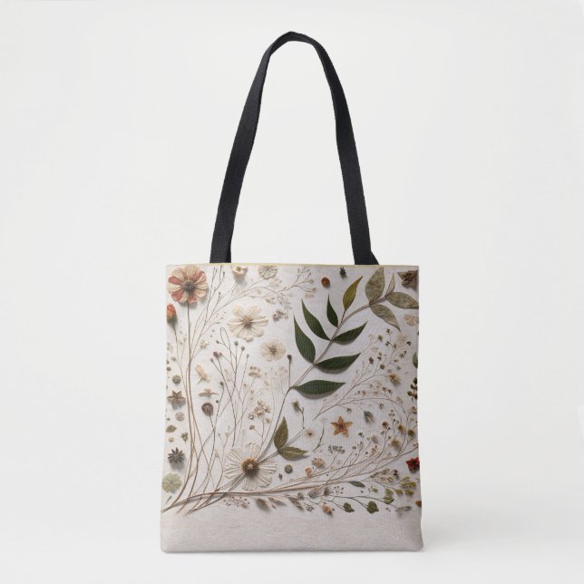 Nature's Beauty Botanical Flowers & Leaves  Tote Bag (Front)
