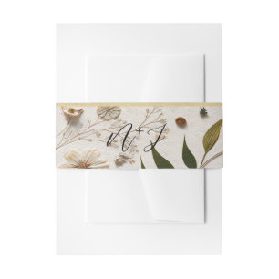Nature's Beauty Botanical Flowers & Leaves Wedding Invitation Belly Band
