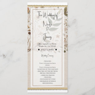 Nature's Beauty Botanical Flowers & Leaves Wedding Programme