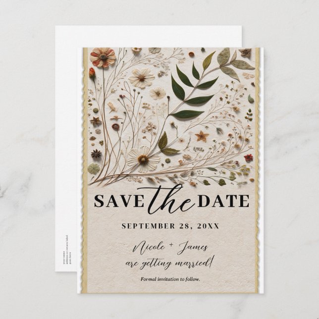 Nature's Beauty Botanical Flowers Save the Date Announcement Postcard (Front/Back)