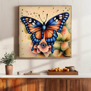 Nature's Beauty Butterfly Tranquil Vintage Poster