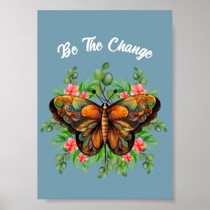 Nature's Beauty Colourful Butterfly and Flowering Poster