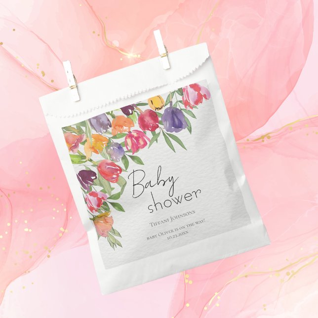 Nature's Blessing Tulips and Greenery Baby Shower Favour Bags (Creator Uploaded)