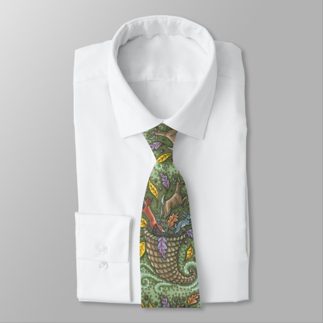 NATURE'S BOUNTY WILDLIFE CORNUCOPIA HOLIDAY TIE (Tied)