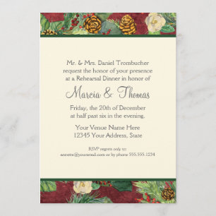 Nature's Christmas Winter Holiday Magnolia n Pine Invitation