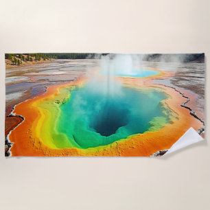 Nature's Colourful Hot Spring Art Beach Towel