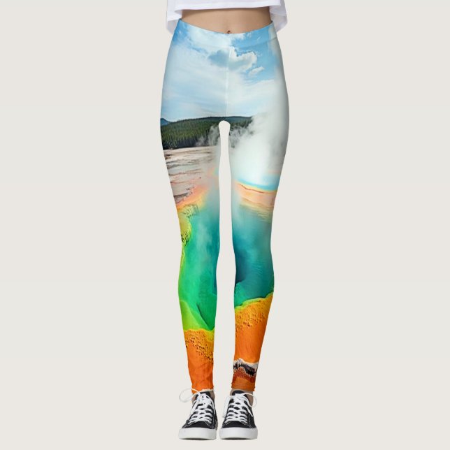 Nature's Colourful Hot Spring Art Leggings (Front)