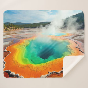 Nature's Colourful Hot Spring Art Sherpa Blanket