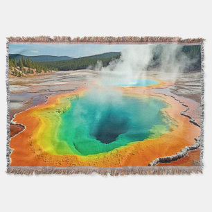 Nature's Colourful Hot Spring Art Throw Blanket