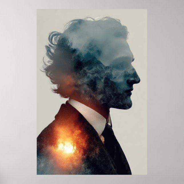 Nature's Core Double Exposure Man Poster (Front)