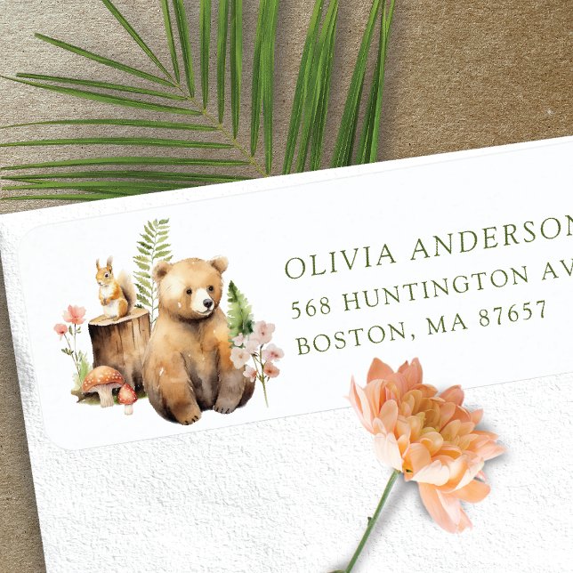 Nature's Delight Baby Shower Bear Address Label (Creator Uploaded)