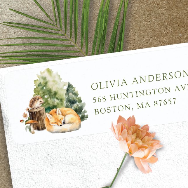Nature's Delight Baby Shower Fox Address Label (Creator Uploaded)