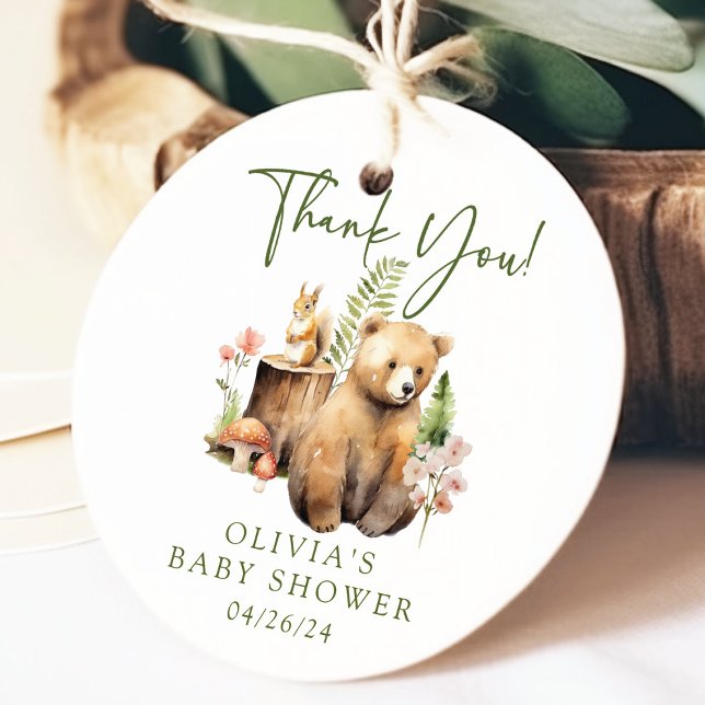 Nature's Delight Bear Baby Shower Favour Gift Tag (Creator Uploaded)