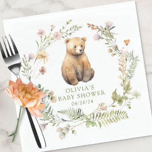 Nature's Delight Bear Baby Shower Napkin